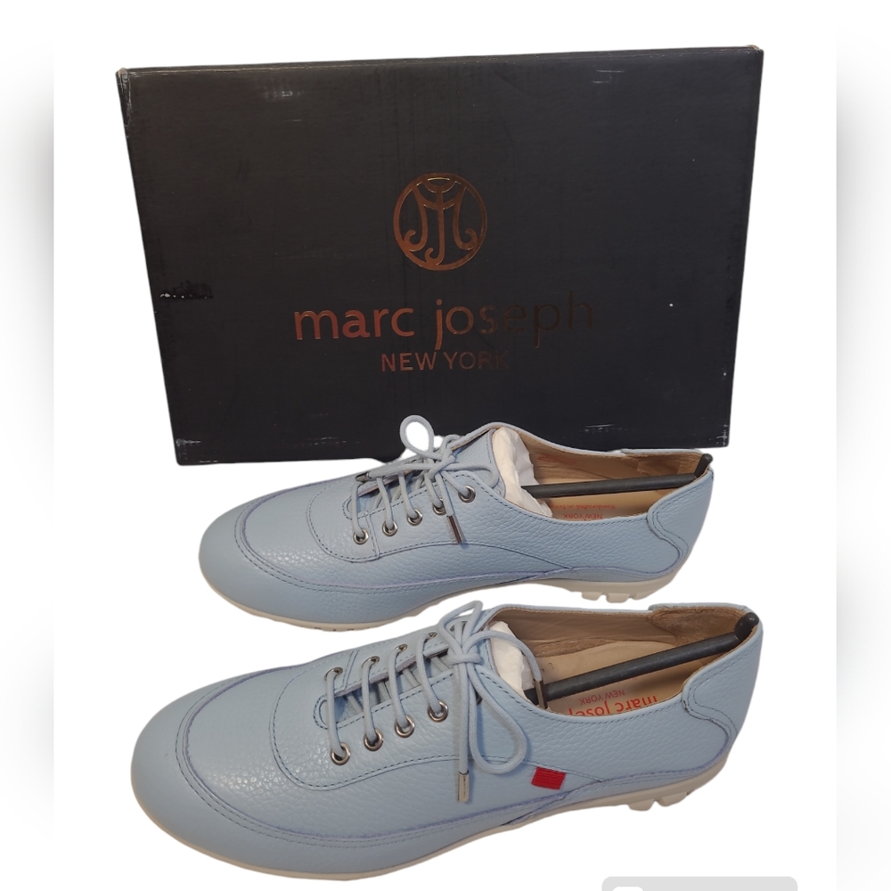 Marc Joseph NY Women Hampton Golf Loafer Flat Shoes Baby Blue Tumbled Size 6.5